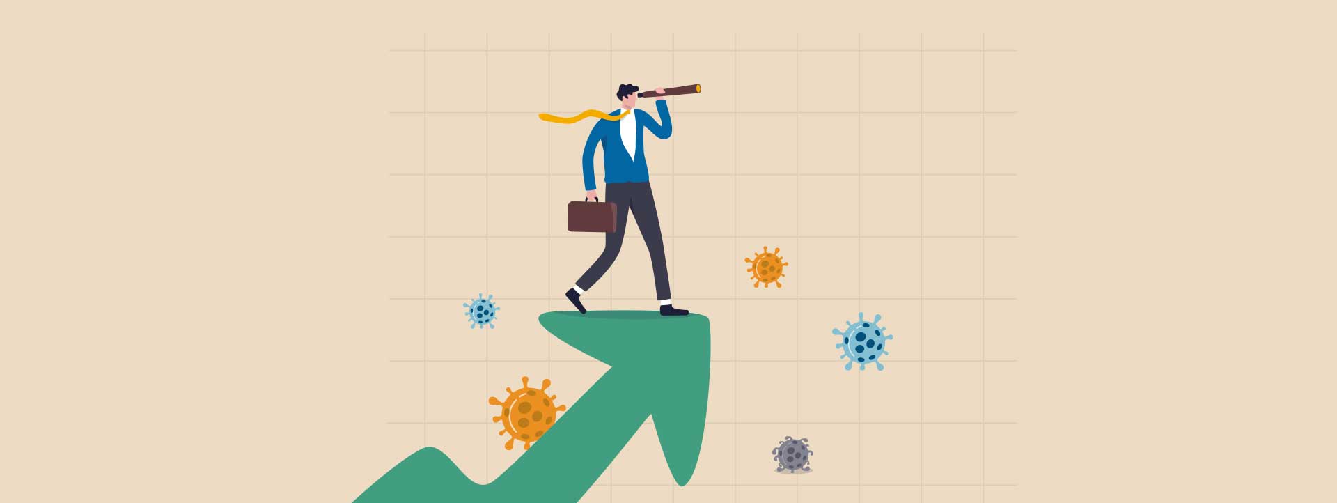 Graphic of man standing on arrow