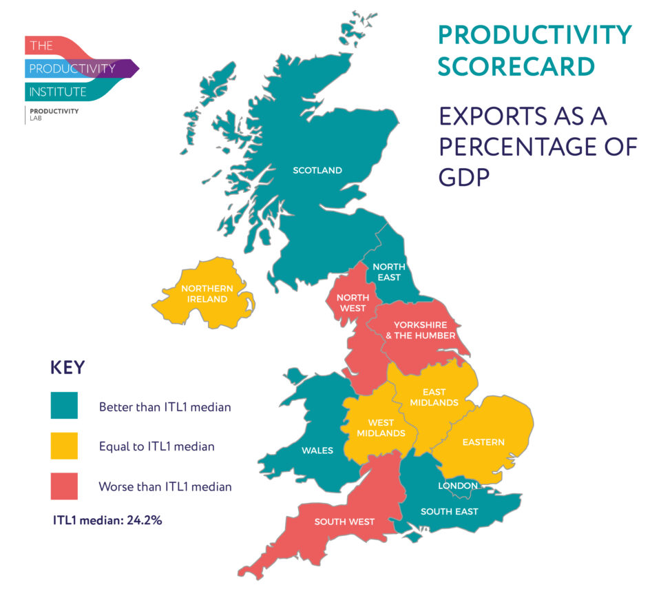 An example of a productivity driver represented across the UK ITL1 regions