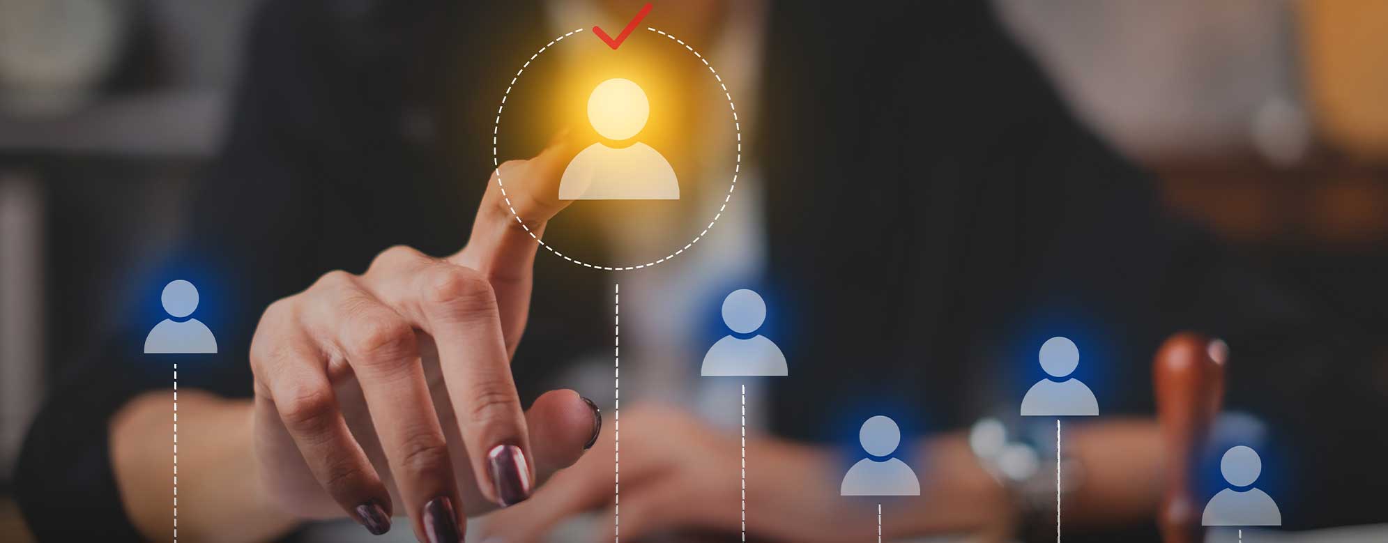woman's hand selecting a digital person